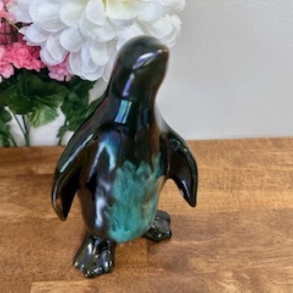 MCM Pottery Penguin Figurine Vintage Collectible Blue Green Glaze Retro Pottery‎ - Picture 2 of 4